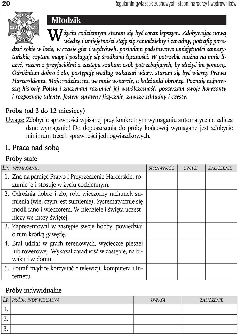 posługuję się środkami łączności. W potrzebie można na mnie liczyć, razem z przyjaciółmi z zastępu szukam osób potrzebujących, by służyć im pomocą.