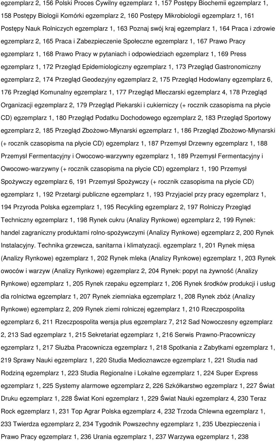 pytaniach i odpowiedziach egzemplarz 1, 169 Press egzemplarz 1, 172 Przegląd Epidemiologiczny egzemplarz 1, 173 Przegląd Gastronomiczny egzemplarz 2, 174 Przegląd Geodezyjny egzemplarz 2, 175