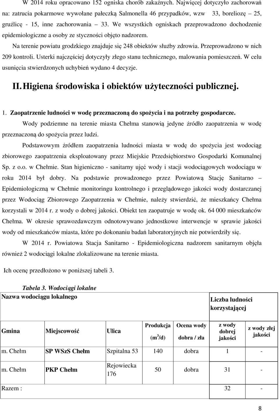 We wszystkich ogniskach przeprowadzono dochodzenie epidemiologiczne a osoby ze styczności objęto nadzorem. Na terenie powiatu grodzkiego znajduje się 248 obiektów służby zdrowia.