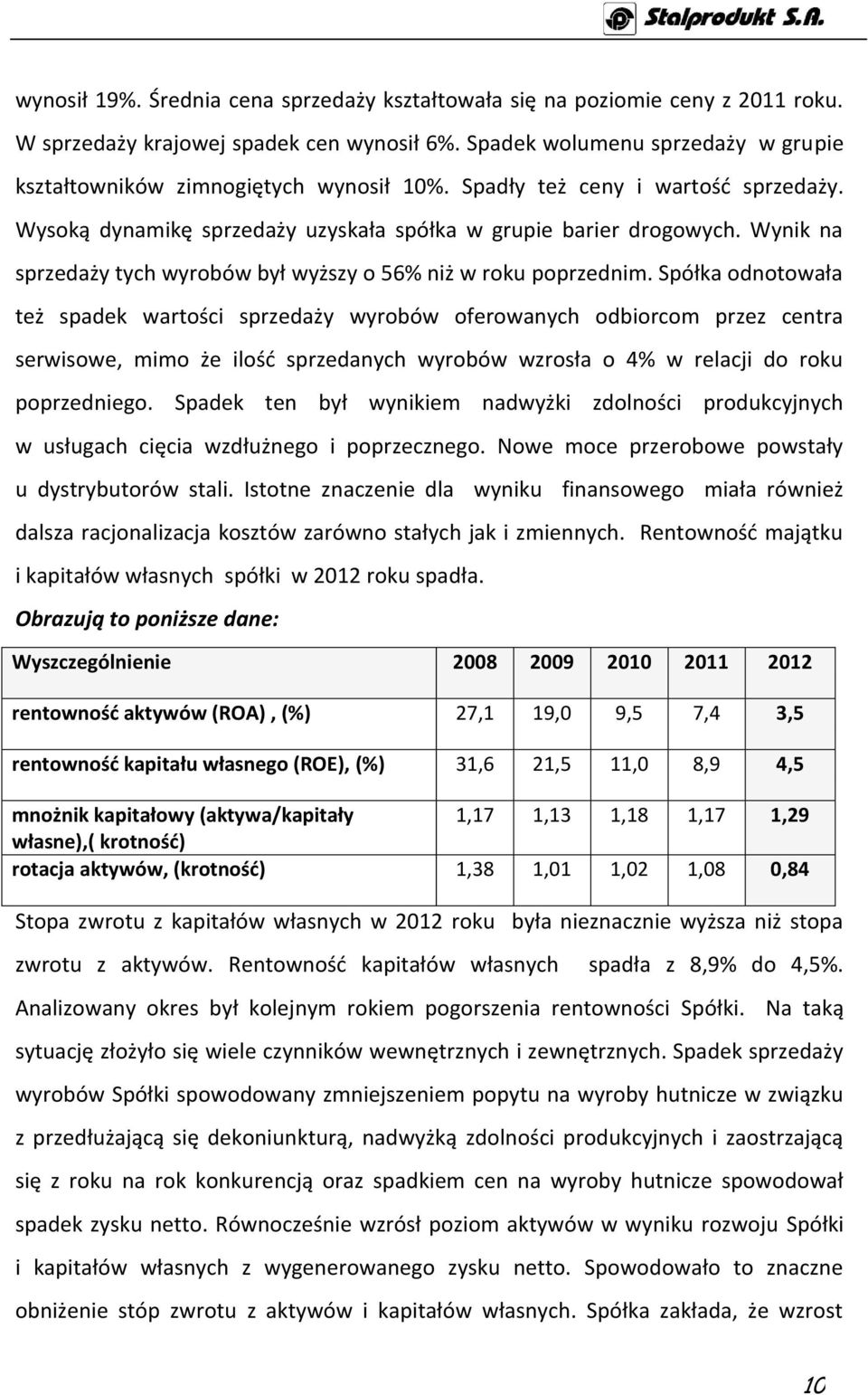 Wynik na sprzedaży tych wyrobów był wyższy o 56% niż w roku poprzednim.