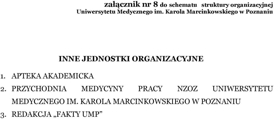 Karola Marcinkowskiego w Poznaniu INNE JEDNOSTKI ORGANIZACYJNE 1.