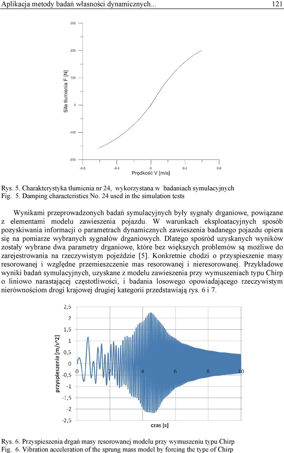 W warunkach eksploatacyjnych sposób pozyskwana nformacj o parametrach dynamcznych zaweszena badanego pojazdu opera sę na pomarze wybranych sygnałów drganowych.