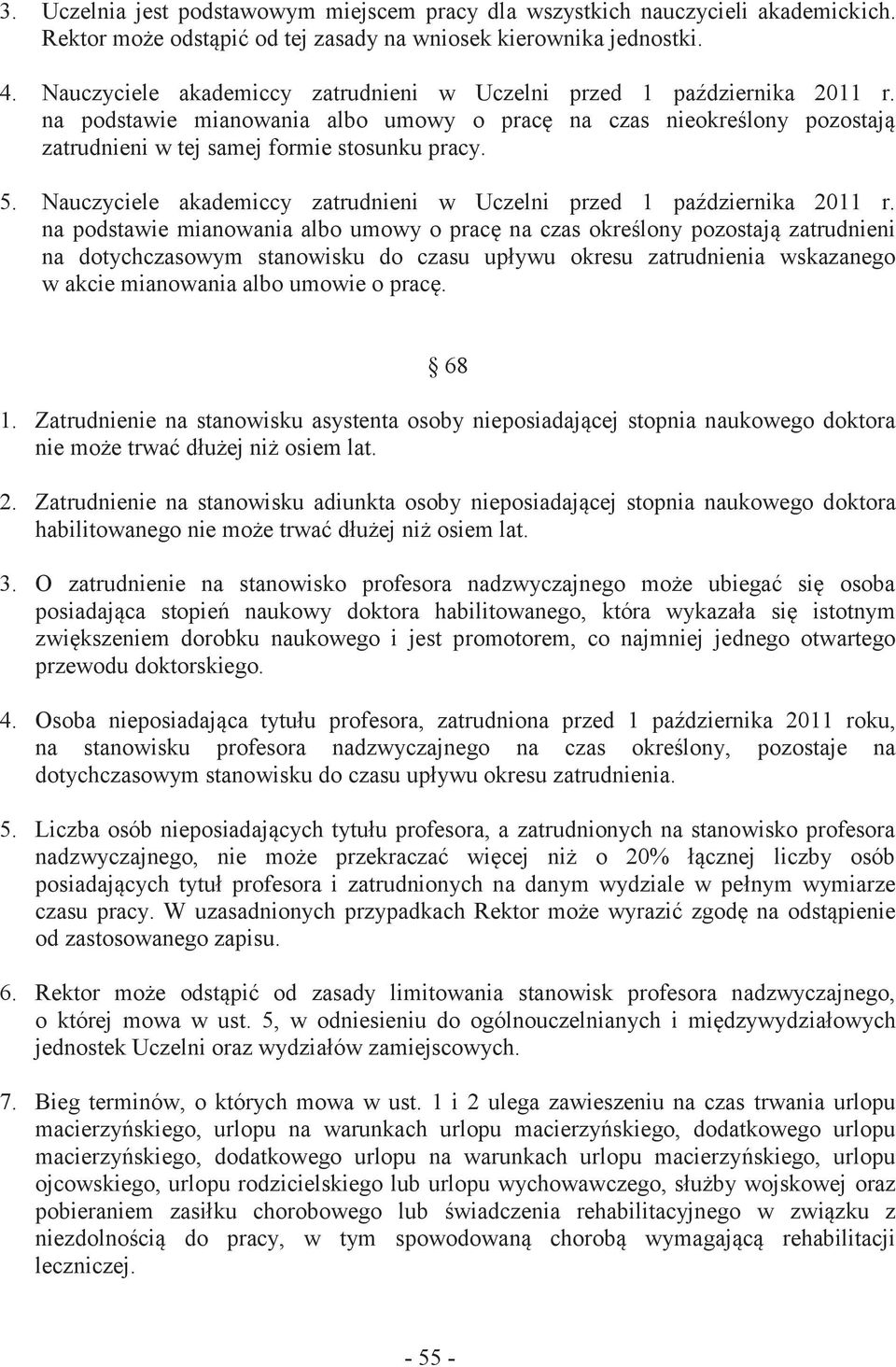 Nauczyciele akademiccy zatrudnieni w Uczelni przed 1 października 2011 r.