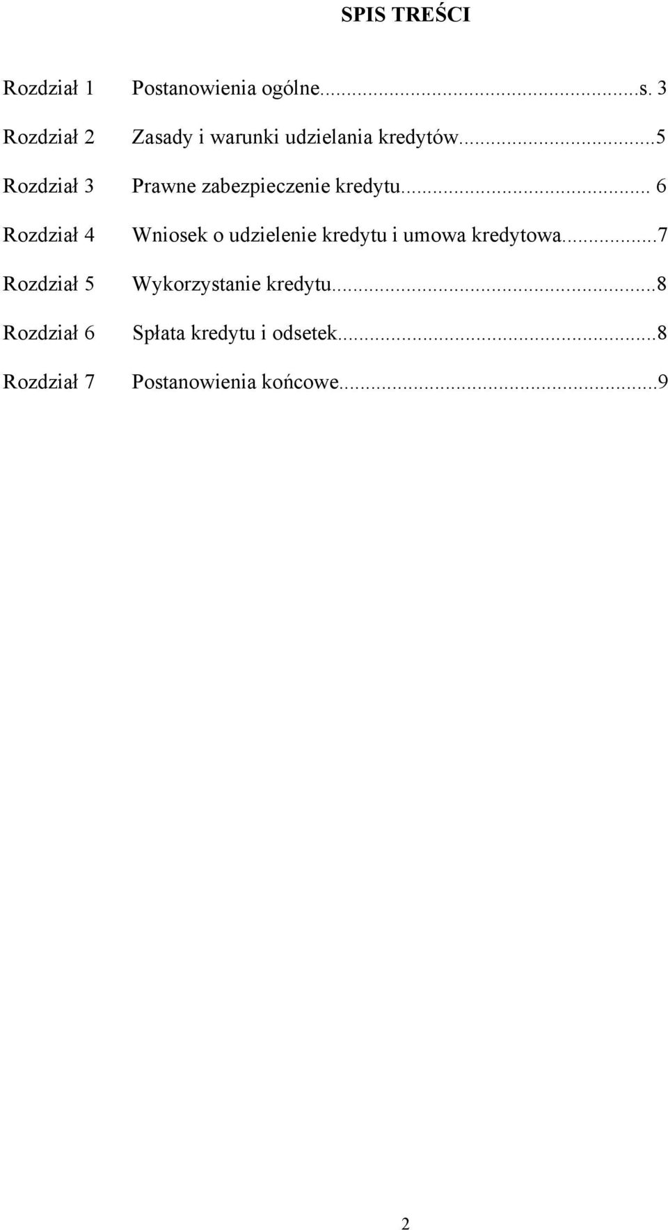 .. 6 Rozdział 4 Rozdział 5 Rozdział 6 Rozdział 7 Wniosek o udzielenie kredytu i