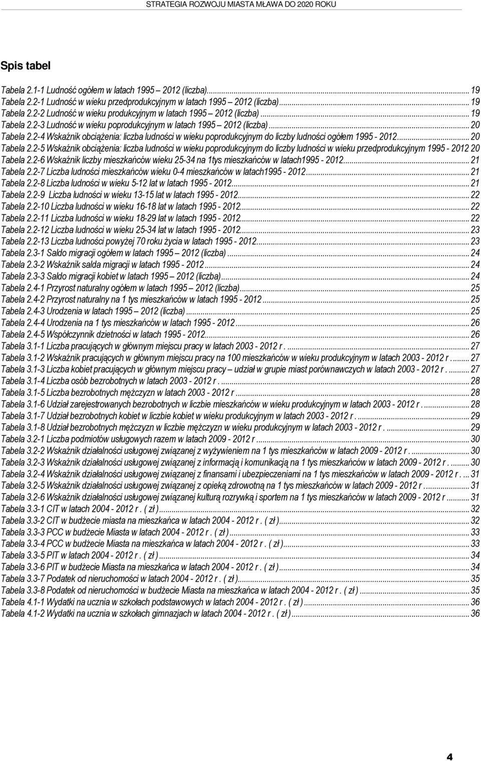 2-4 Wskaźnik obciążenia: liczba ludności w wieku poprodukcyjnym do liczby ludności ogółem 1995-2012...20 Tabela 2.