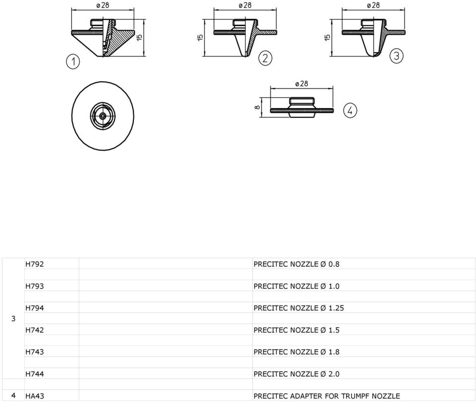 5 H74 PRECITEC NOZZLE Ø 1.
