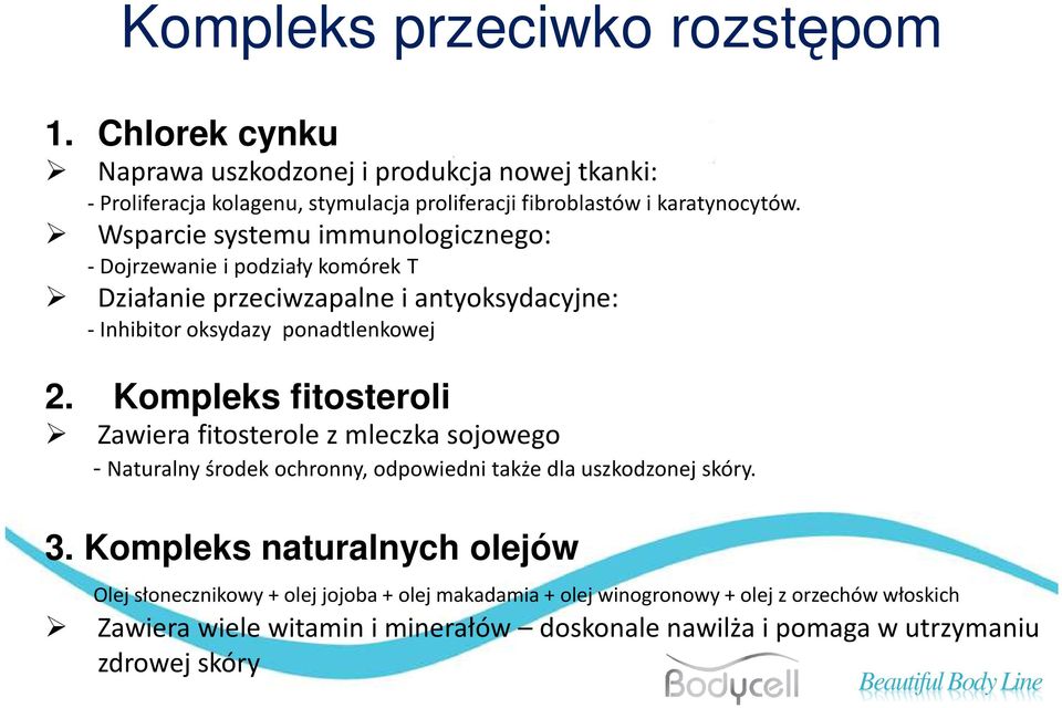 Wsparcie systemu immunologicznego: - Dojrzewanie i podziały komórek T Działanie przeciwzapalne i antyoksydacyjne: - Inhibitor oksydazy ponadtlenkowej 2.