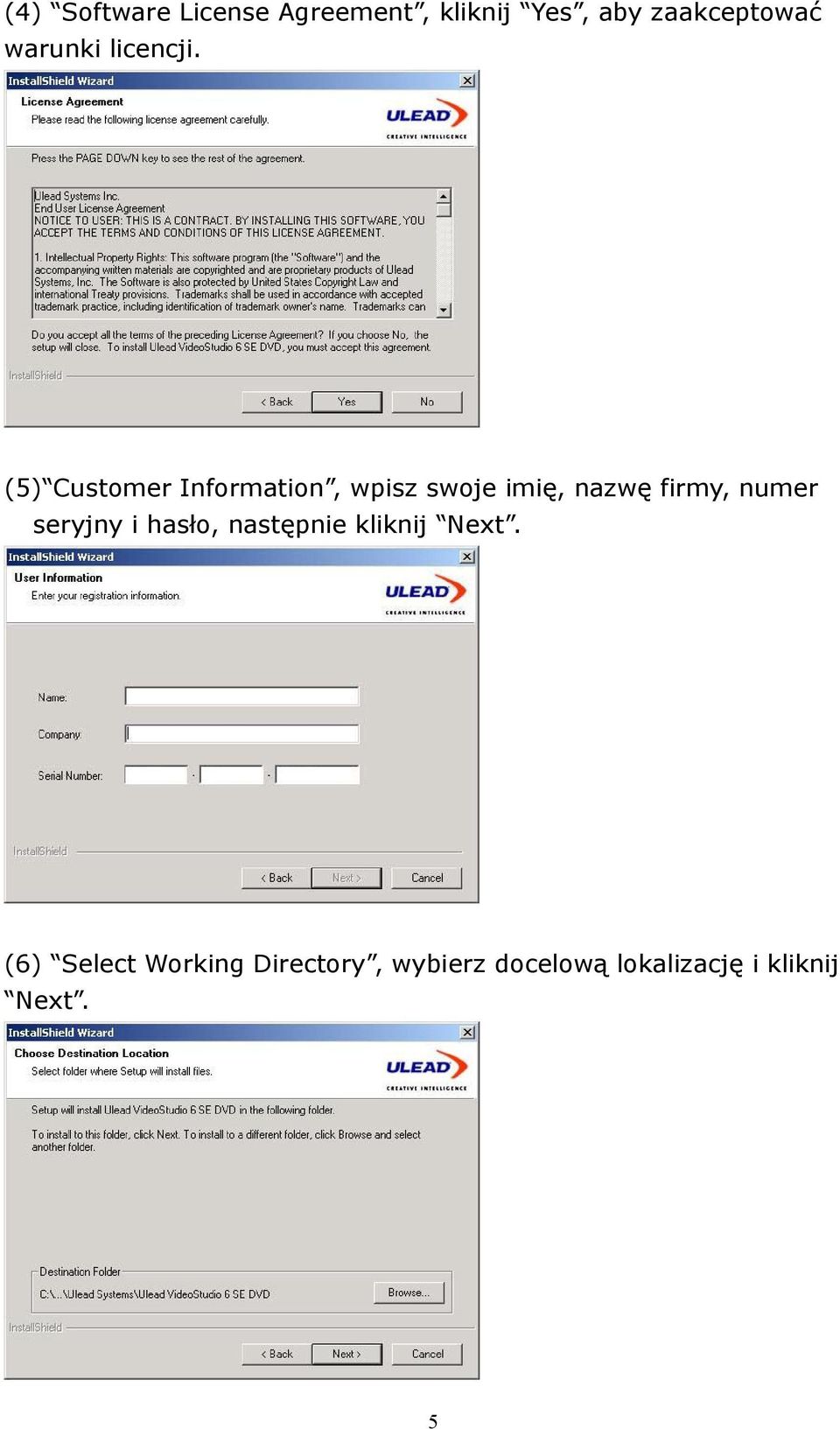 (5) Customer Information, wpisz swoje imię, nazwę firmy, numer