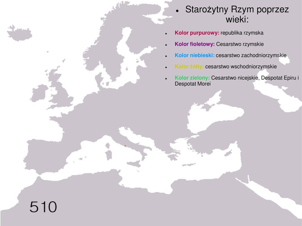 cesarstwo zachodniorzymskie Kolor Ŝółty: cesarstwo