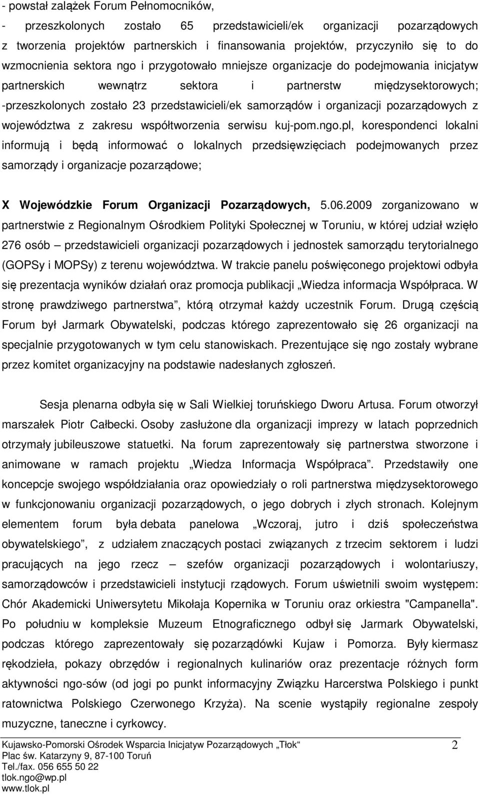 samorządów i organizacji pozarządowych z województwa z zakresu współtworzenia serwisu kuj-pom.ngo.