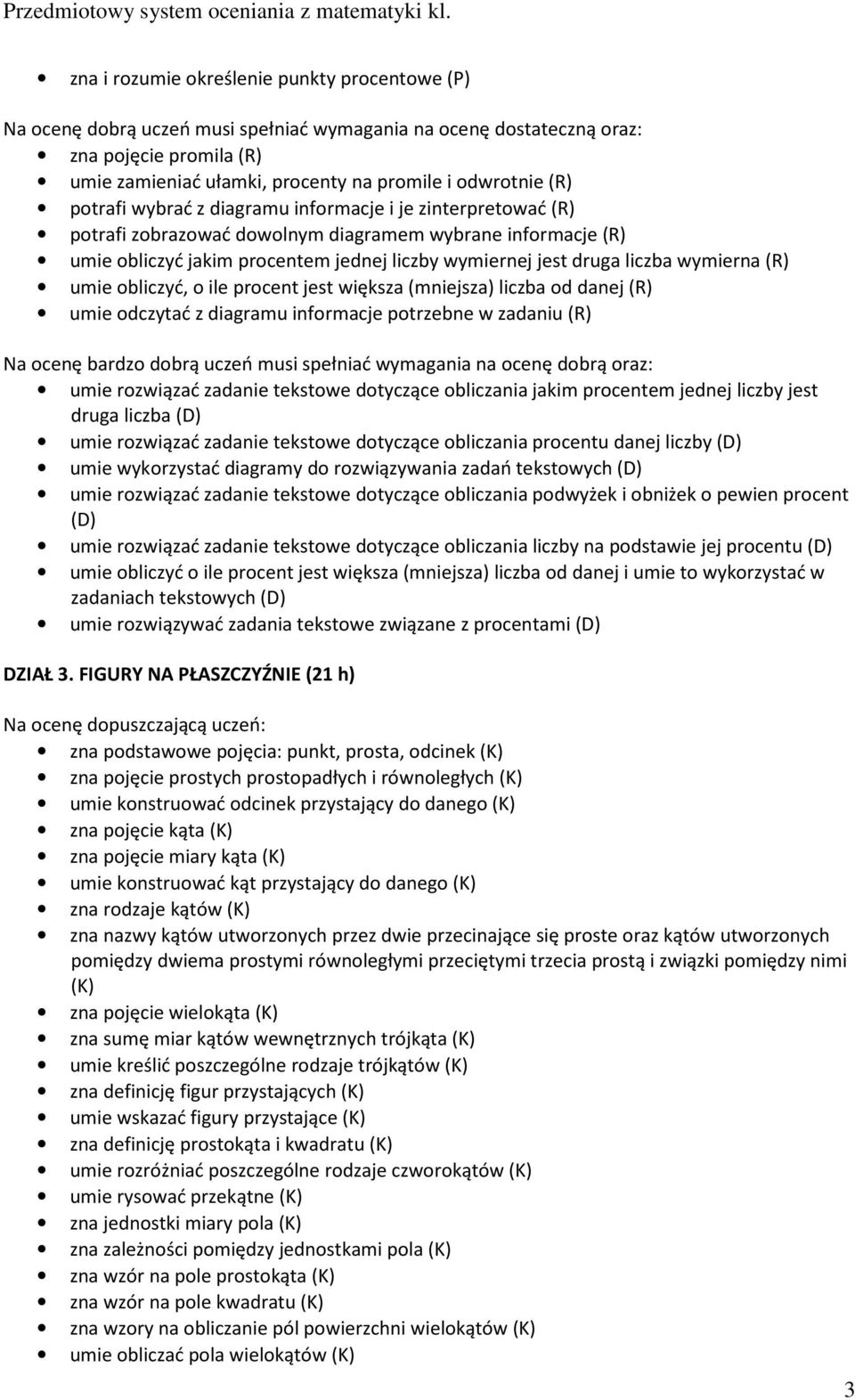 od danej (R) umie odczytać z diagramu informacje potrzebne w zadaniu (R) umie rozwiązać zadanie tekstowe dotyczące obliczania jakim procentem jednej liczby jest druga liczba (D) umie rozwiązać