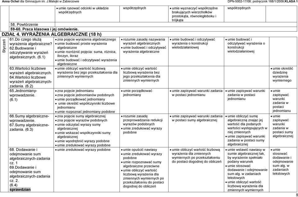 Sumy algebraicznewprowadzenie. 67.Sumy algebraicznezadania. (6.