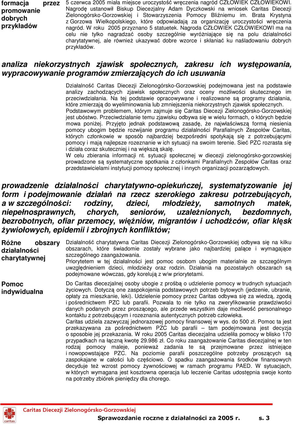 Brata Krystyna z Gorzowa Wielkopolskiego, które odpowiadają za organizację uroczystości wręczenia nagród. W roku 2005 przyznano 5 statuetek.