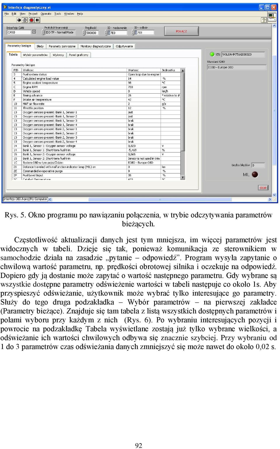 prędkości obrotowej silnika i oczekuje na odpowiedź. Dopiero gdy ją dostanie może zapytać o wartość następnego parametru.