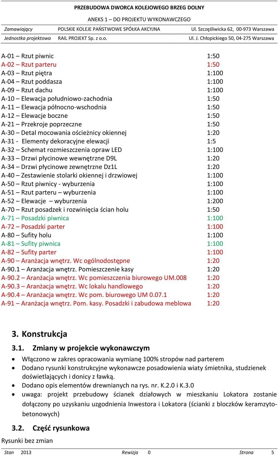 płycinowe wewnętrzne D9L 1:20 A-34 Drzwi płycinowe zewnętrzne Dz1L 1:20 A-40 Zestawienie stolarki okiennej i drzwiowej 1:100 A-50 Rzut piwnicy - wyburzenia 1:100 A-51 Rzut parteru wyburzenia 1:100