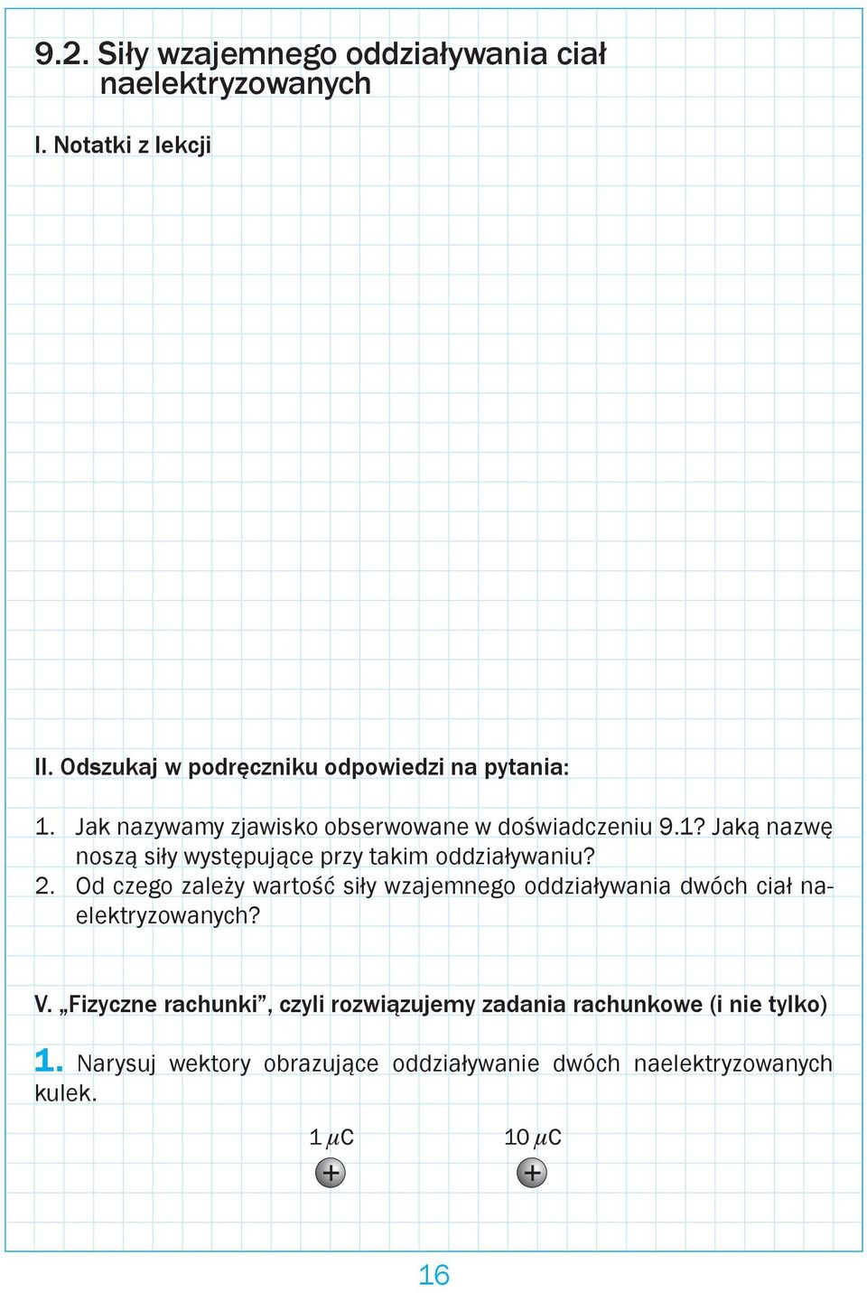 2. Od czego zależy wartość siły wzajemnego oddziaływania dwóch ciał naelektryzowanych? V.