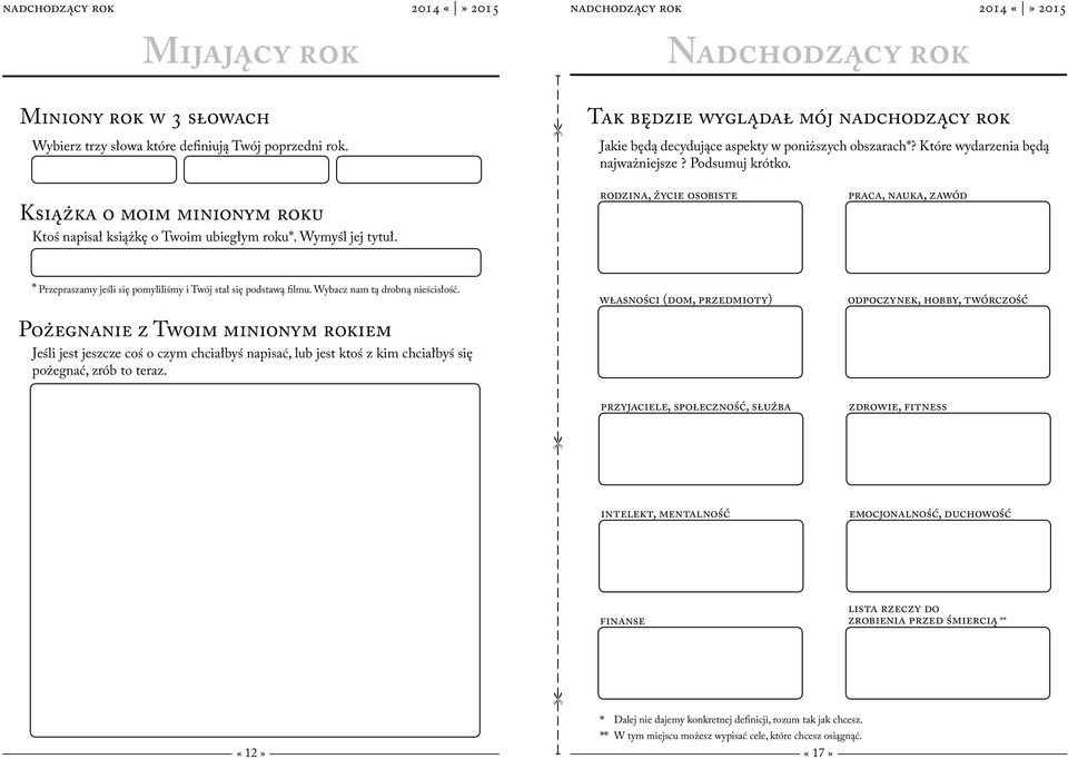 Pożegnanie z Twoim minionym rokiem Jeśli jest jeszcze coś o czym chciałbyś napisać, lub jest ktoś z kim chciałbyś się pożegnać, zrób to teraz.