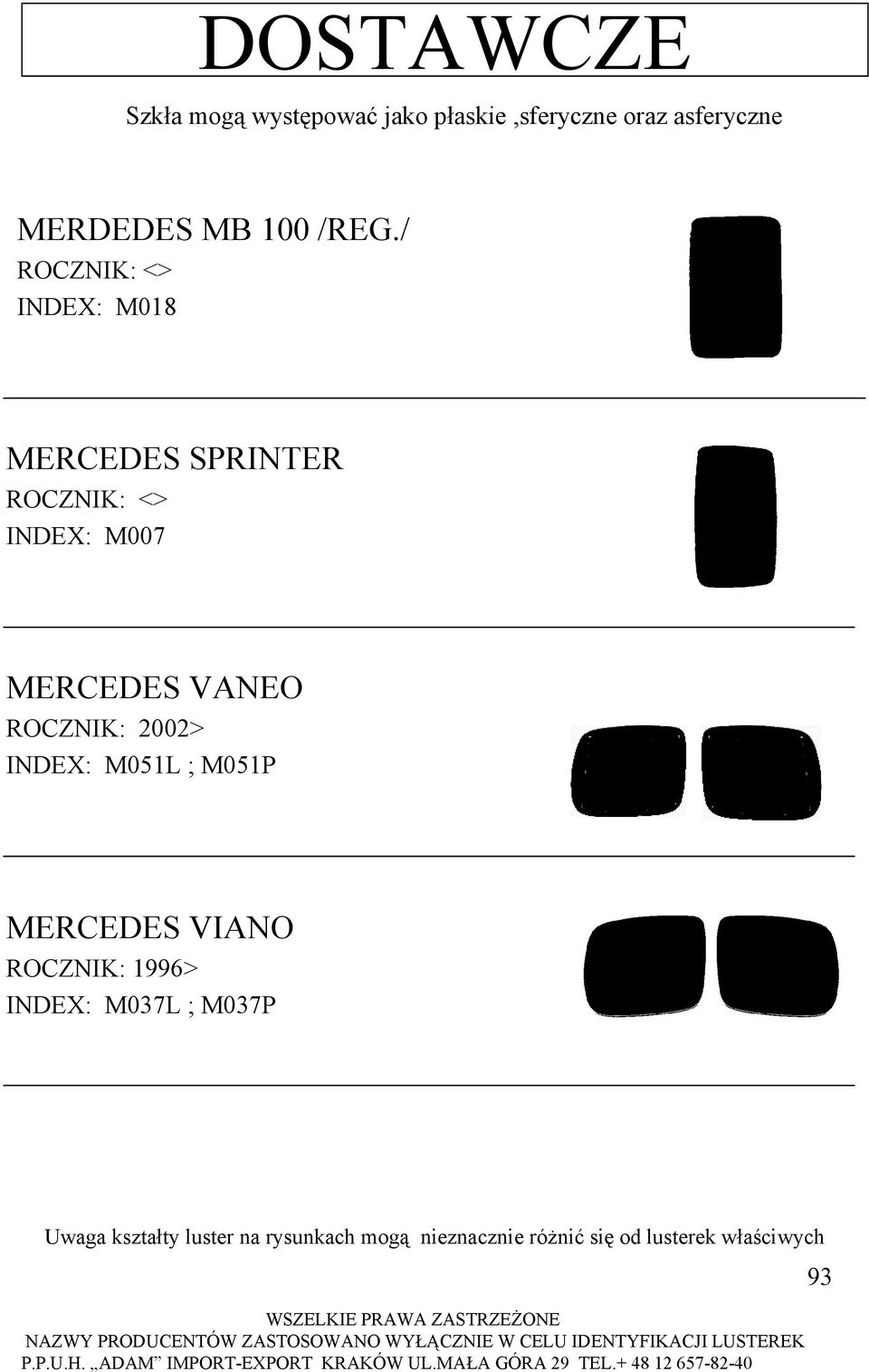 M007 MERCEDES VANEO ROCZNIK: 2002> INDEX: