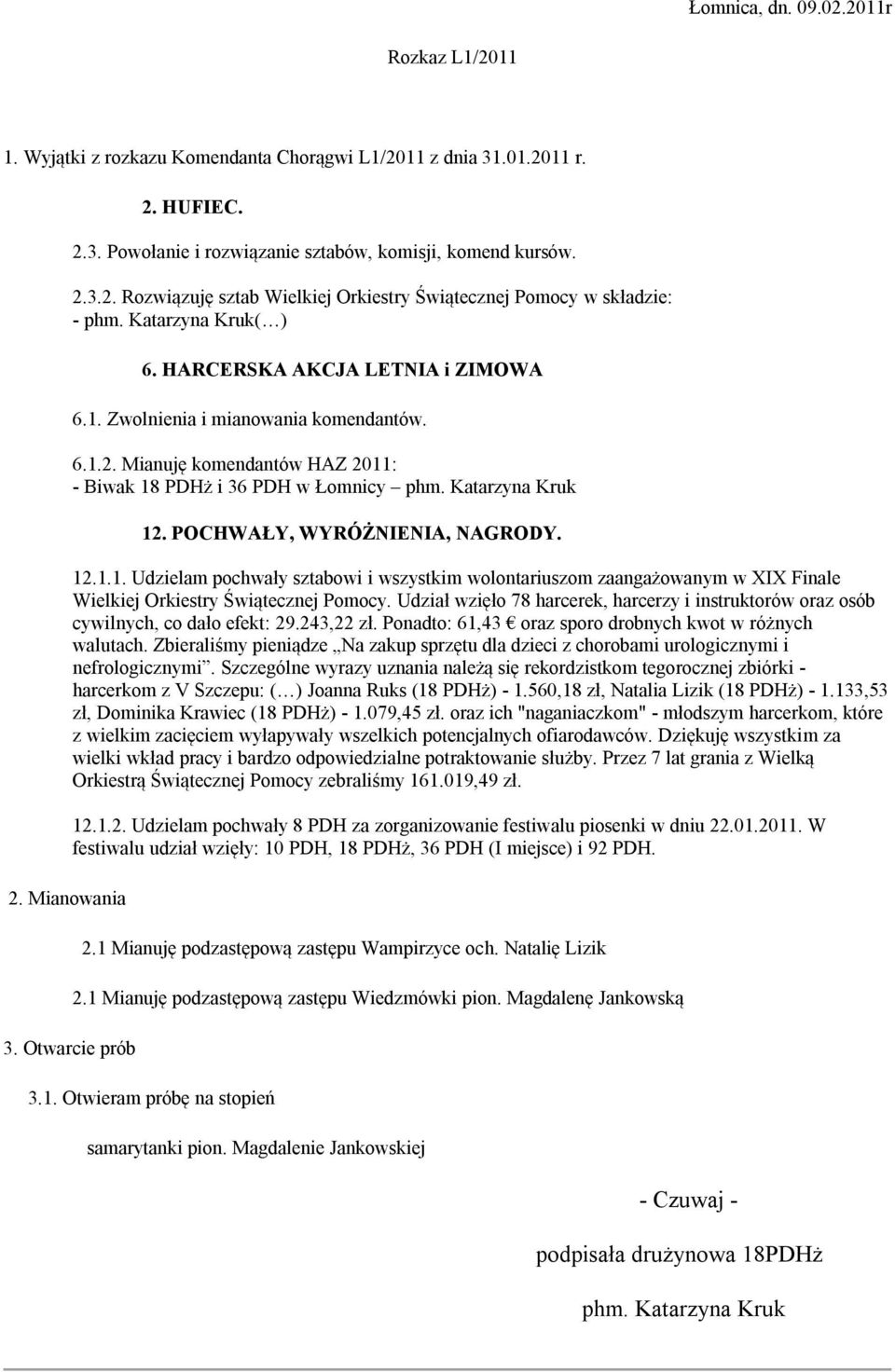 Udział wzięło 78 harcerek, harcerzy i instruktorów oraz osób cywilnych, co dało efekt: 29.243,22 zł. Ponadto: 61,43 oraz sporo drobnych kwot w różnych walutach.