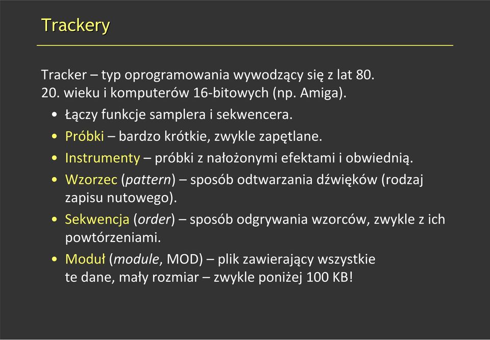 Instrumenty próbki z nałożonymi efektami i obwiednią.