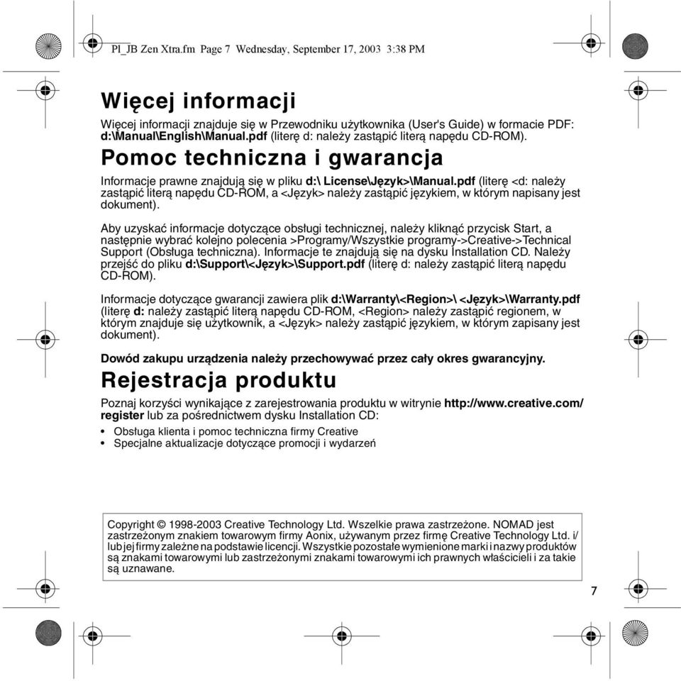 pdf (literę <d: należy zastąpić literą napędu CD-ROM, a <Język> należy zastąpić językiem, w którym napisany jest dokument).