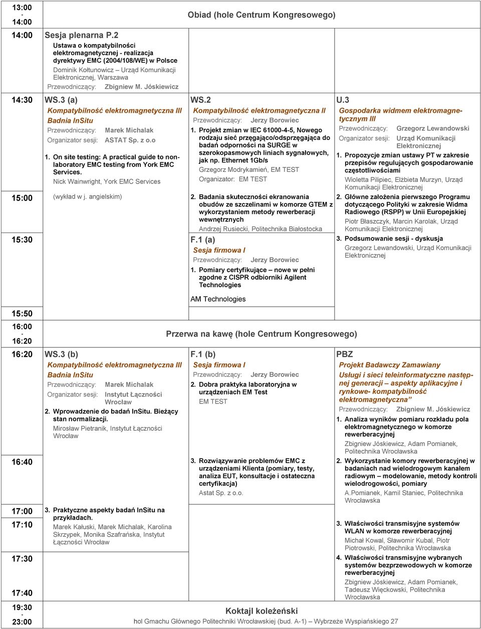 On site testing: A practical guide to nonlaboratory EMC testing from York EMC Services. Nick Wainwright, York EMC Services WS.2 Kompatybilność elektromagnetyczna Jerzy Borowiec 1.