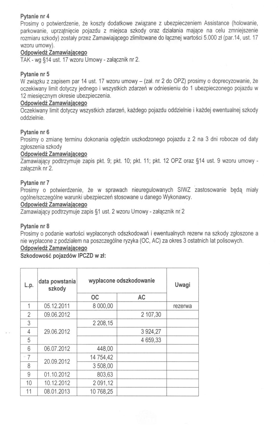 Pytanie nr 5 W zwiazku z zapisem par 14 ust. 17 wzoru umowy - (zal.