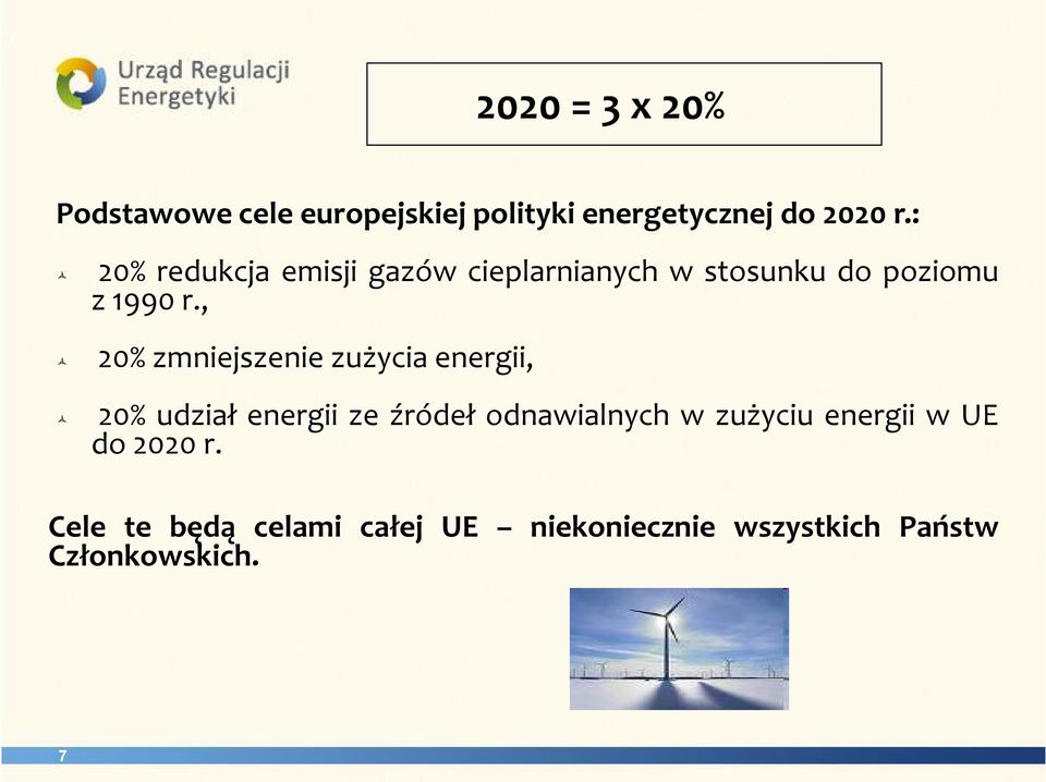 , 20% zmniejszenie zużycia energii, 20% udział energii ze źródeł odnawialnych w