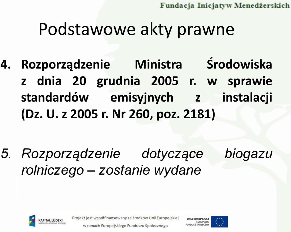 r. w sprawie standardów emisyjnych z instalacji (Dz. U.