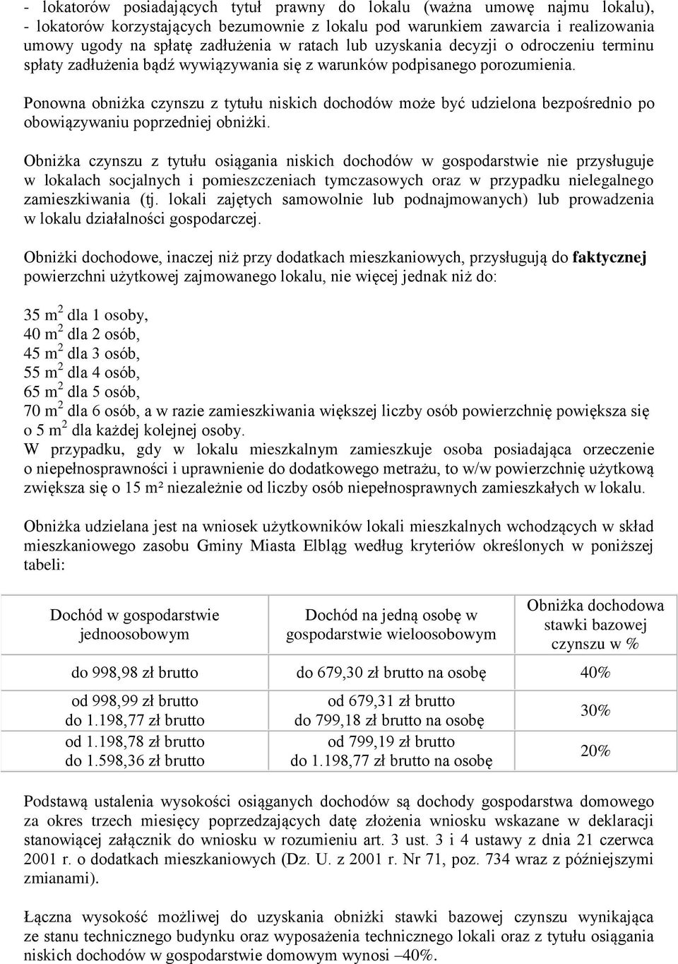 Ponowna obniżka czynszu z tytułu niskich dochodów może być udzielona bezpośrednio po obowiązywaniu poprzedniej obniżki.