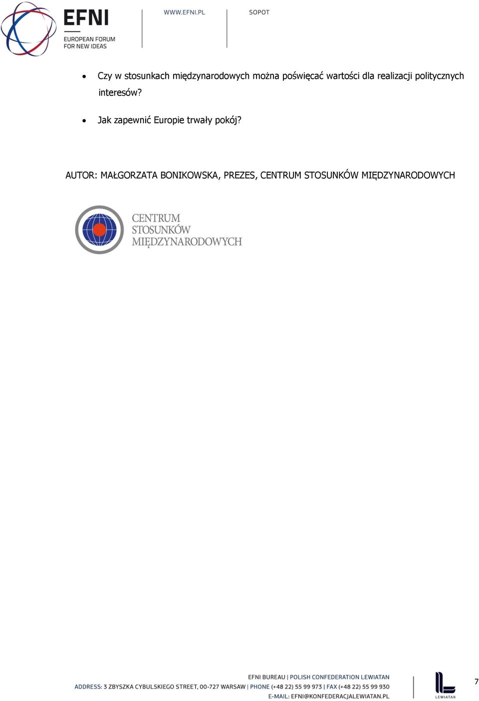 Jak zapewnić Europie trwały pokój?
