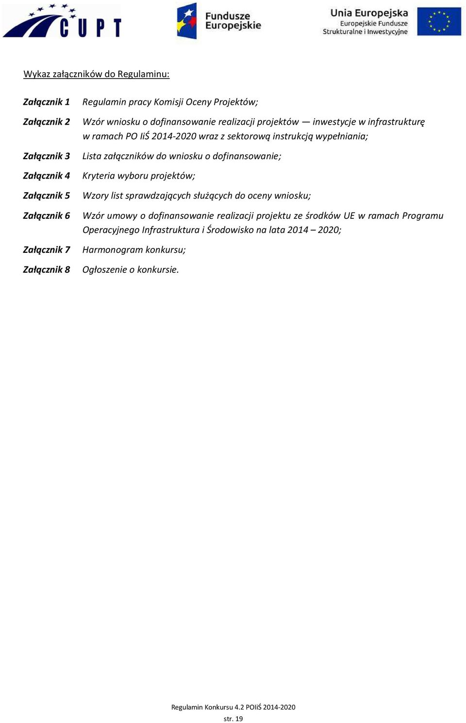 Kryteria wyboru projektów; Załącznik 5 Wzory list sprawdzających służących do oceny wniosku; Załącznik 6 Wzór umowy o dofinansowanie realizacji projektu ze