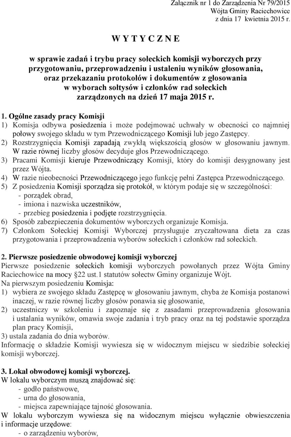 sołtysów i członków rad sołeckich zarządzonych na dzień 17