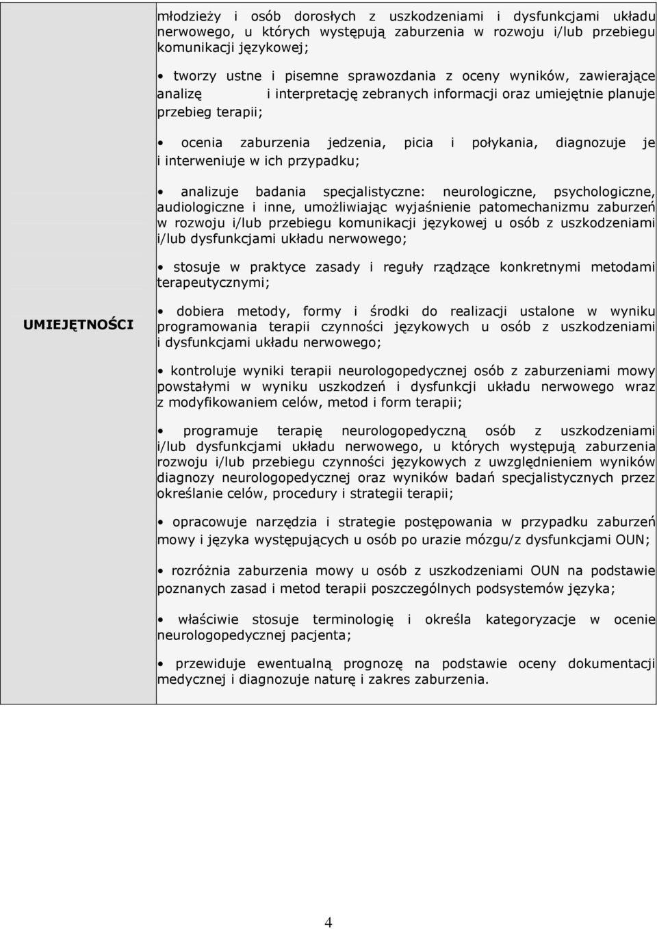 przypadku; analizuje badania specjalistyczne: neurologiczne, psychologiczne, audiologiczne i inne, umożliwiając wyjaśnienie patomechanizmu zaburzeń w rozwoju i/lub przebiegu komunikacji językowej u