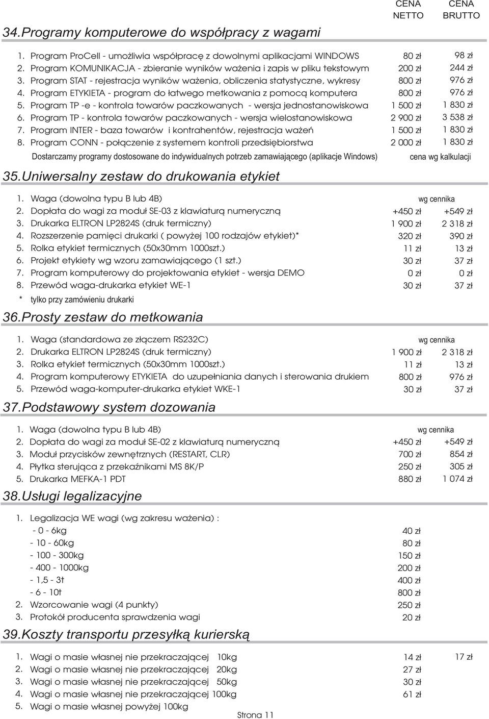 statystyczne, wykresy Program ETYKIETA - program do ³atwego metkowania z pomoc¹ komputera Program TP -e - kontrola towarów paczkowanych - wersja jednostanowiskowa Program TP - kontrola towarów