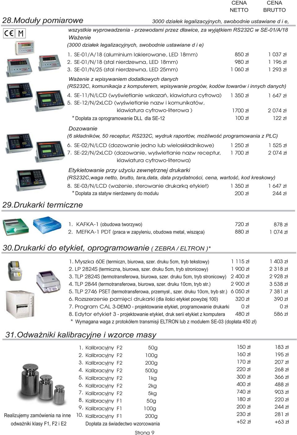 swobodnie ustawiane die) SE-01/A/18 (aluminium lakierowane, LED 18mm) SE-01/N/18 (stal nierdzewna, LED 18mm) SE-01/N/25 (stal nierdzewna, LED 25mm) Wa enie z wpisywaniem dodatkowych danych (RS232C,