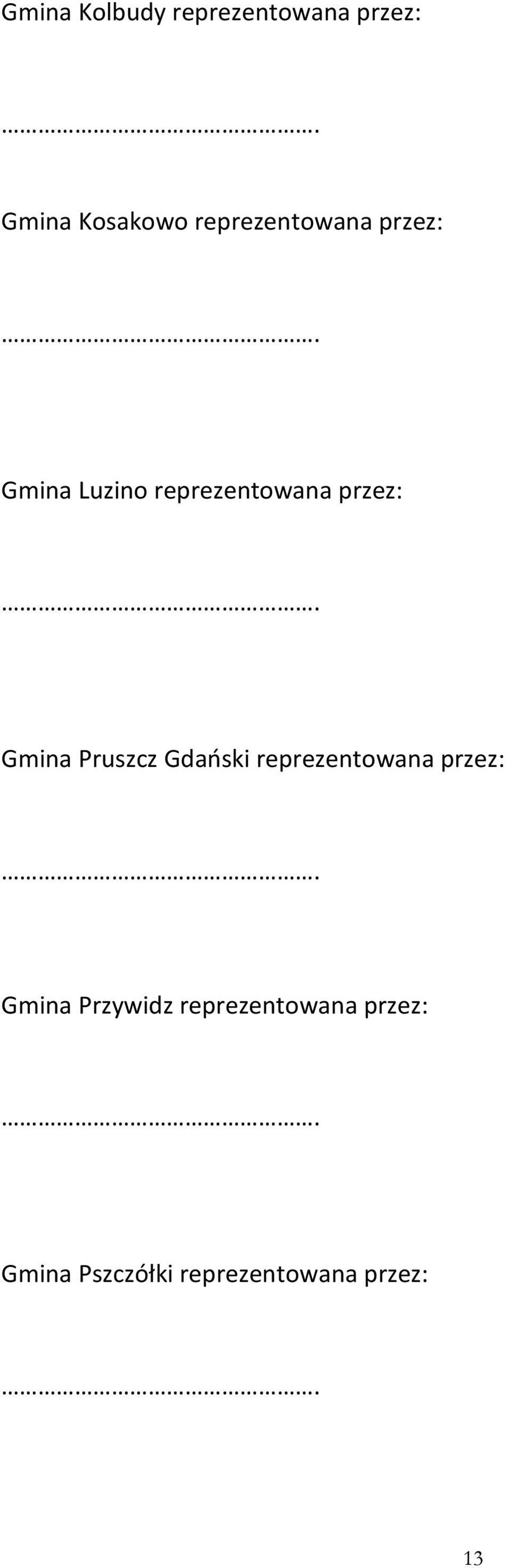 Gmina Pruszcz Gdański reprezentowana przez: Gmina
