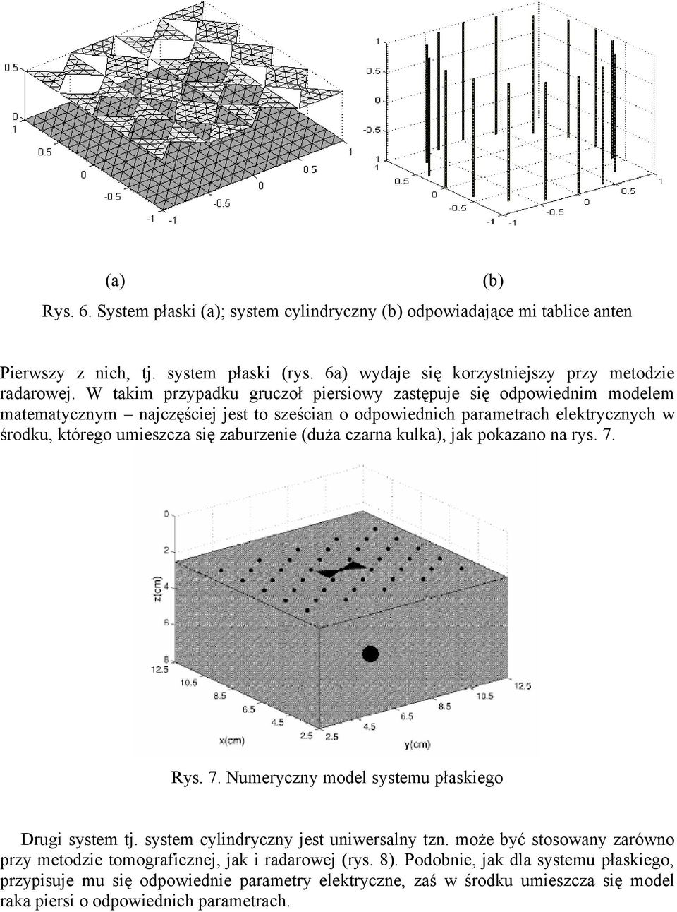 zaburzenie (duża czarna kulka), jak pokazano na rys. 7. Rys. 7. Numeryczny model systemu płaskiego Drugi system tj. system cylindryczny jest uniwersalny tzn.