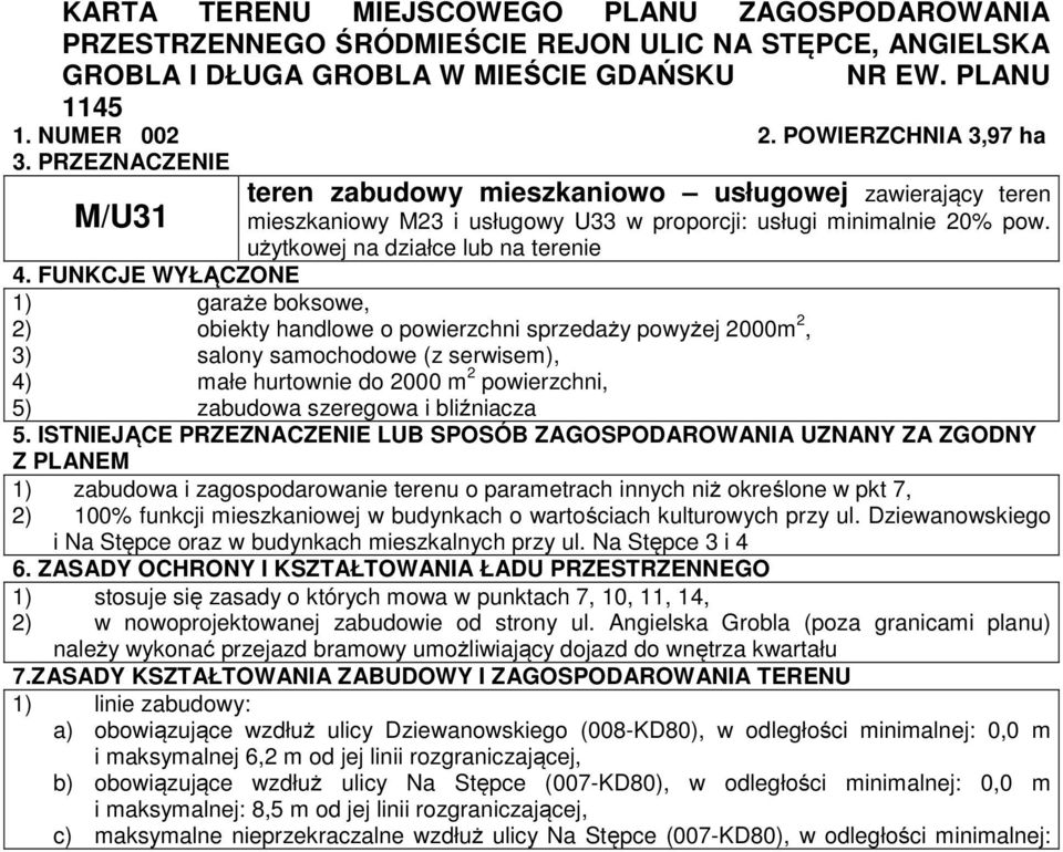 użytkowej na działce lub na terenie 4.