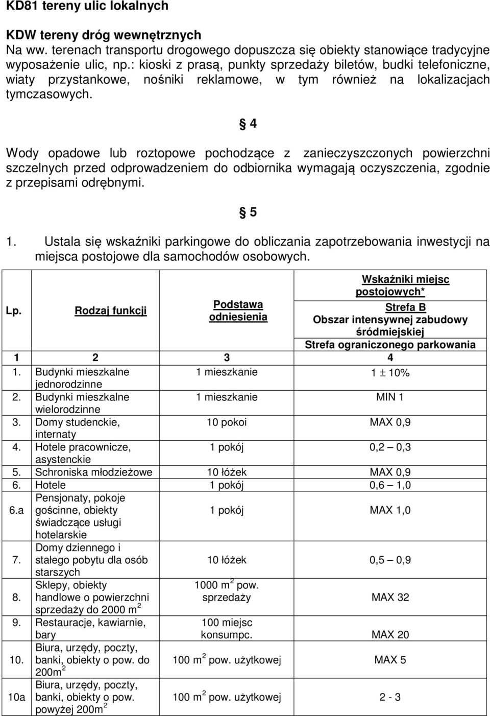 4 Wody opadowe lub roztopowe pochodzące z zanieczyszczonych powierzchni szczelnych przed odprowadzeniem do odbiornika wymagają oczyszczenia, zgodnie z przepisami odrębnymi. 5 1.