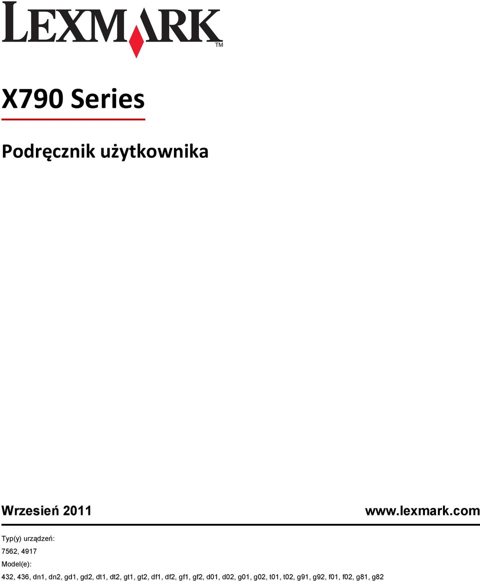 com Typ(y) urządzeń: 7562, 4917 Model(e): 432, 436, dn1,