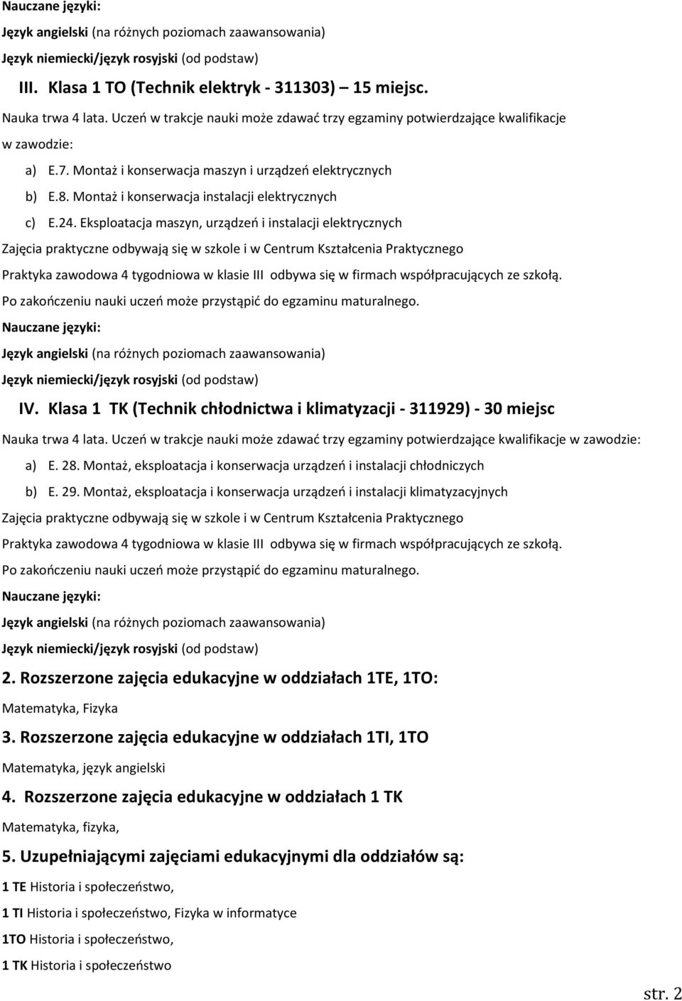 Montaż i konserwacja instalacji elektrycznych c) E.24.