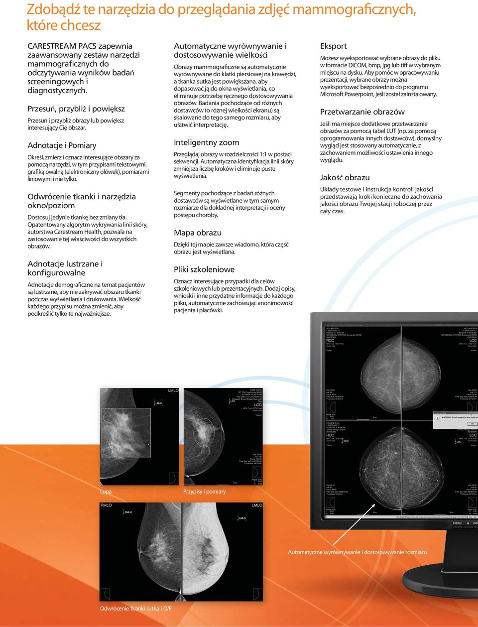 Adnotacje i Pomiary Określ, zmierz i oznacz interesujące obszary za pomocą narzędzi, w tym przypisami tekstowymi, grafiką owalną (elektroniczny ołówek), pomiarami liniowymi i nie tylko.