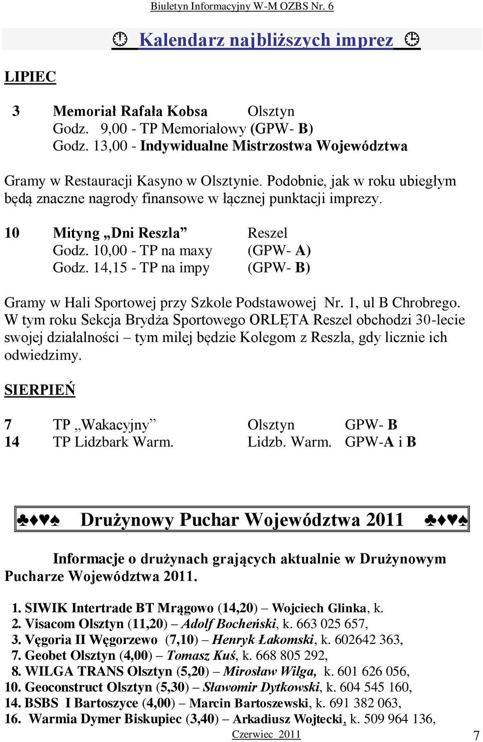 14,15 - TP na impy (GPW- B) Gramy w Hali Sportowej przy Szkole Podstawowej Nr. 1, ul B Chrobrego.