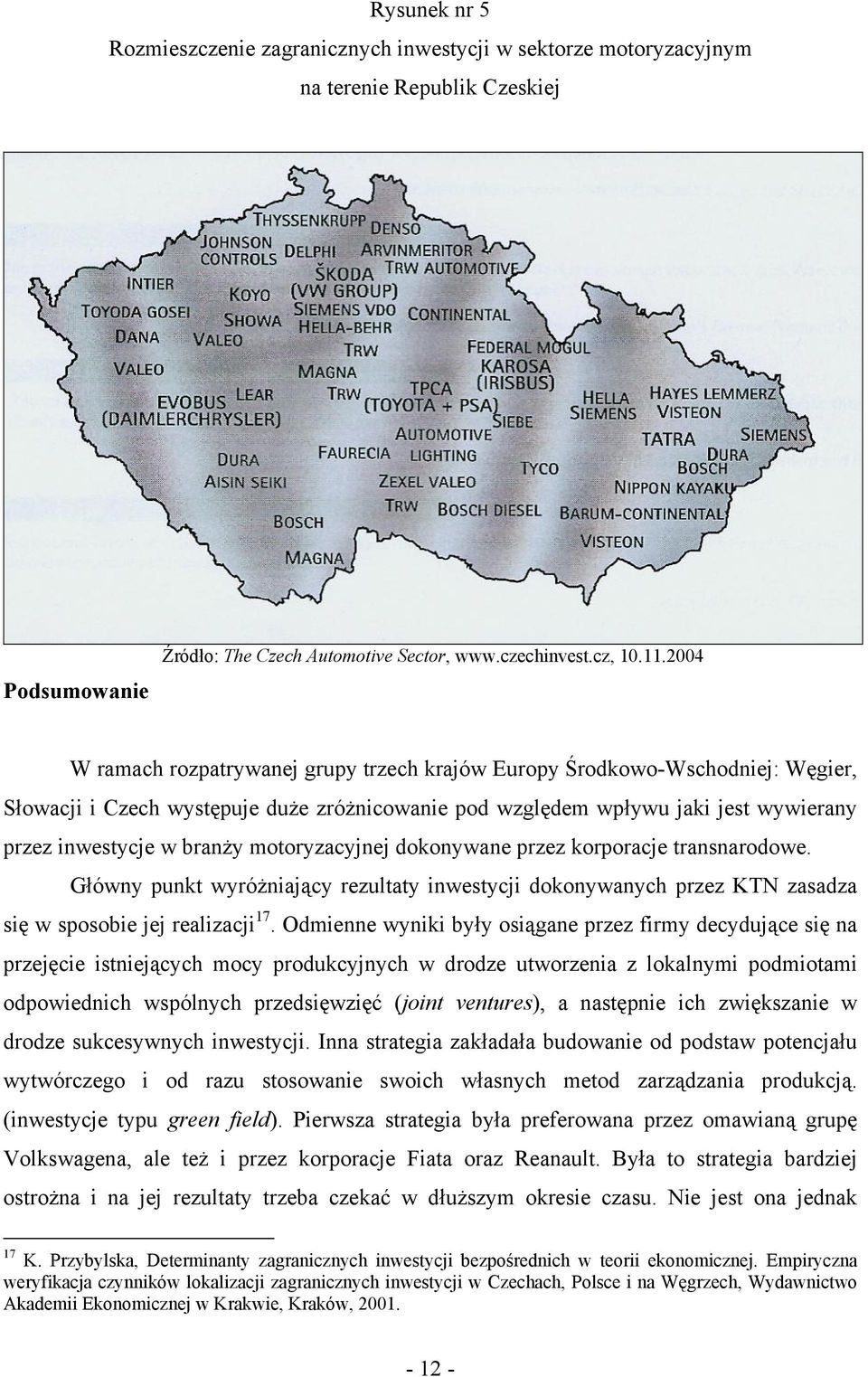motoryzacyjnej dokonywane przez korporacje transnarodowe. Główny punkt wyróżniający rezultaty inwestycji dokonywanych przez KTN zasadza się w sposobie jej realizacji 17.