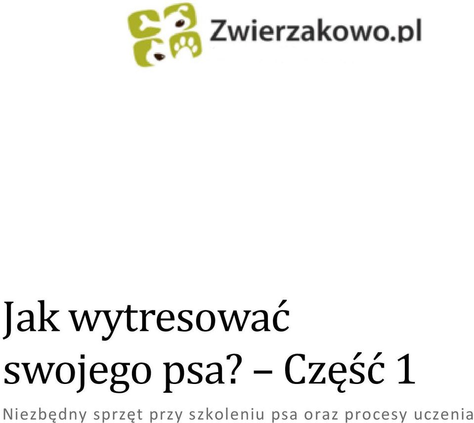 Jak wytresować swojego psa? Częs ć 1. Niezbędny sprzęt przy szkoleniu psa  oraz procesy uczenia - PDF Darmowe pobieranie