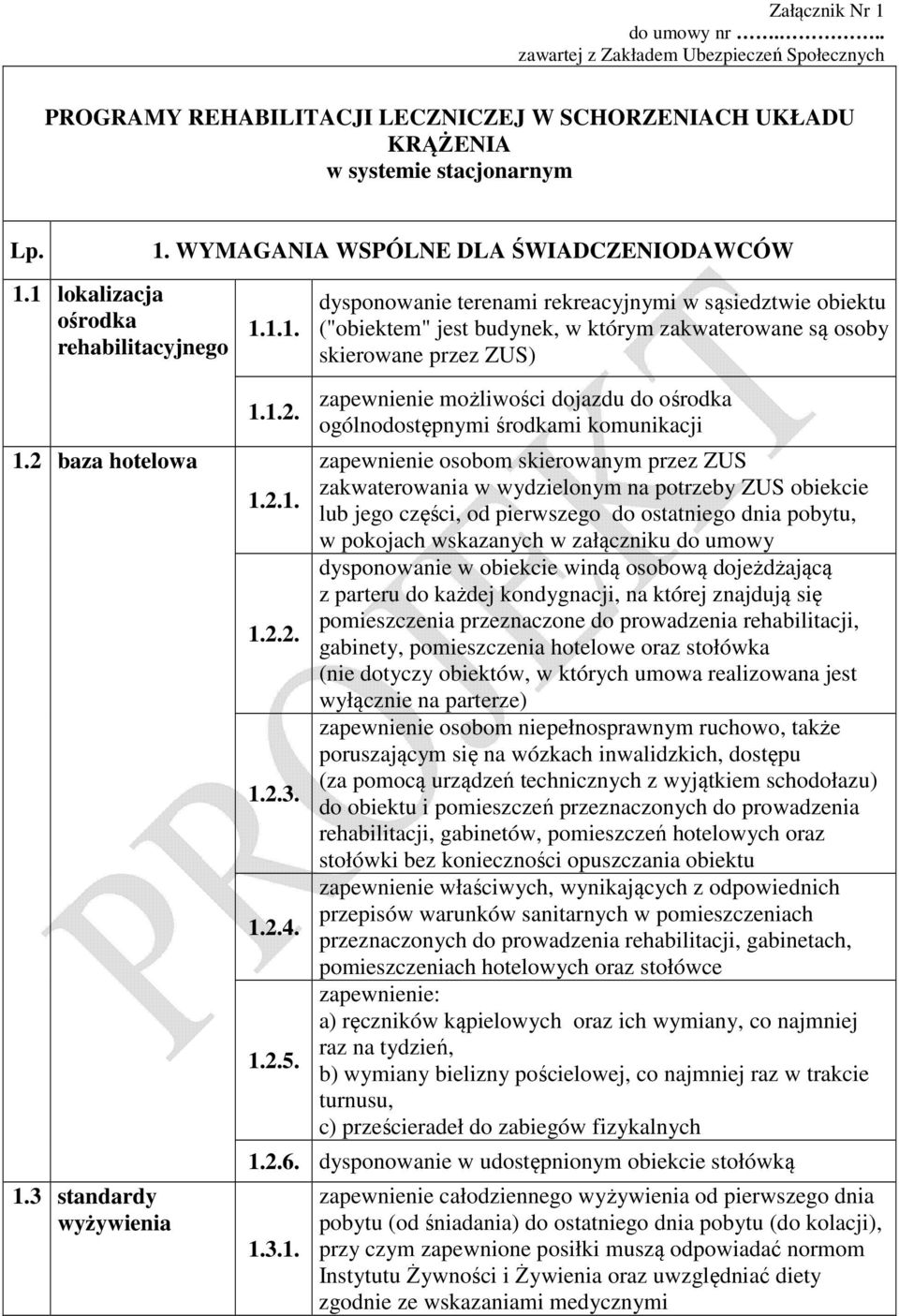 dysponowanie terenami rekreacyjnymi w sąsiedztwie obiektu ("obiektem" jest budynek, w którym zakwaterowane są osoby skierowane przez ZUS) zapewnienie możliwości dojazdu do ośrodka ogólnodostępnymi