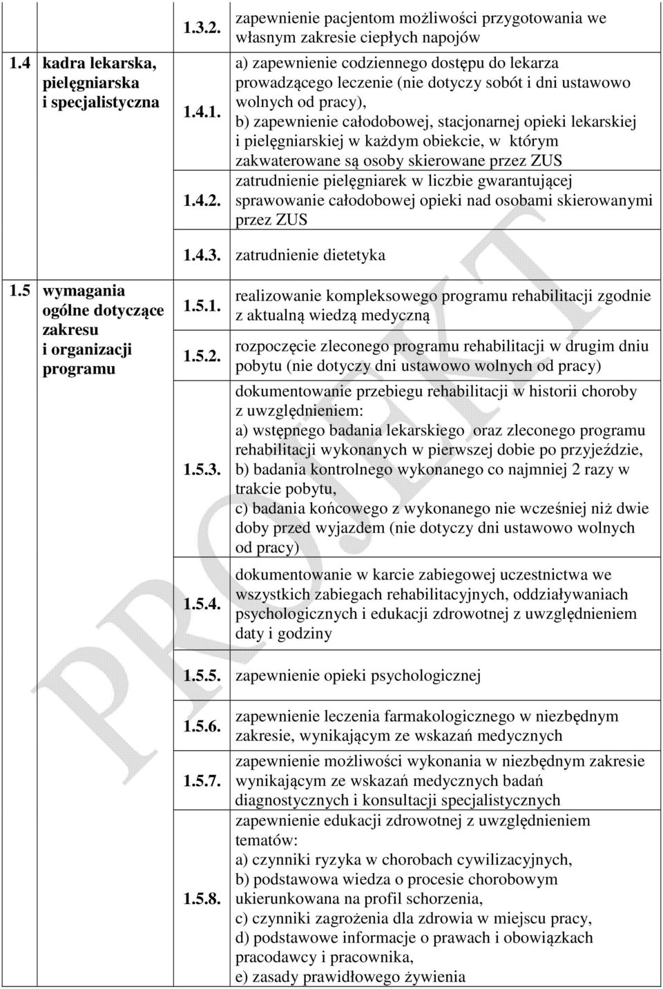 zapewnienie pacjentom możliwości przygotowania we własnym zakresie ciepłych napojów a) zapewnienie codziennego dostępu do lekarza prowadzącego leczenie (nie dotyczy sobót i dni ustawowo wolnych od