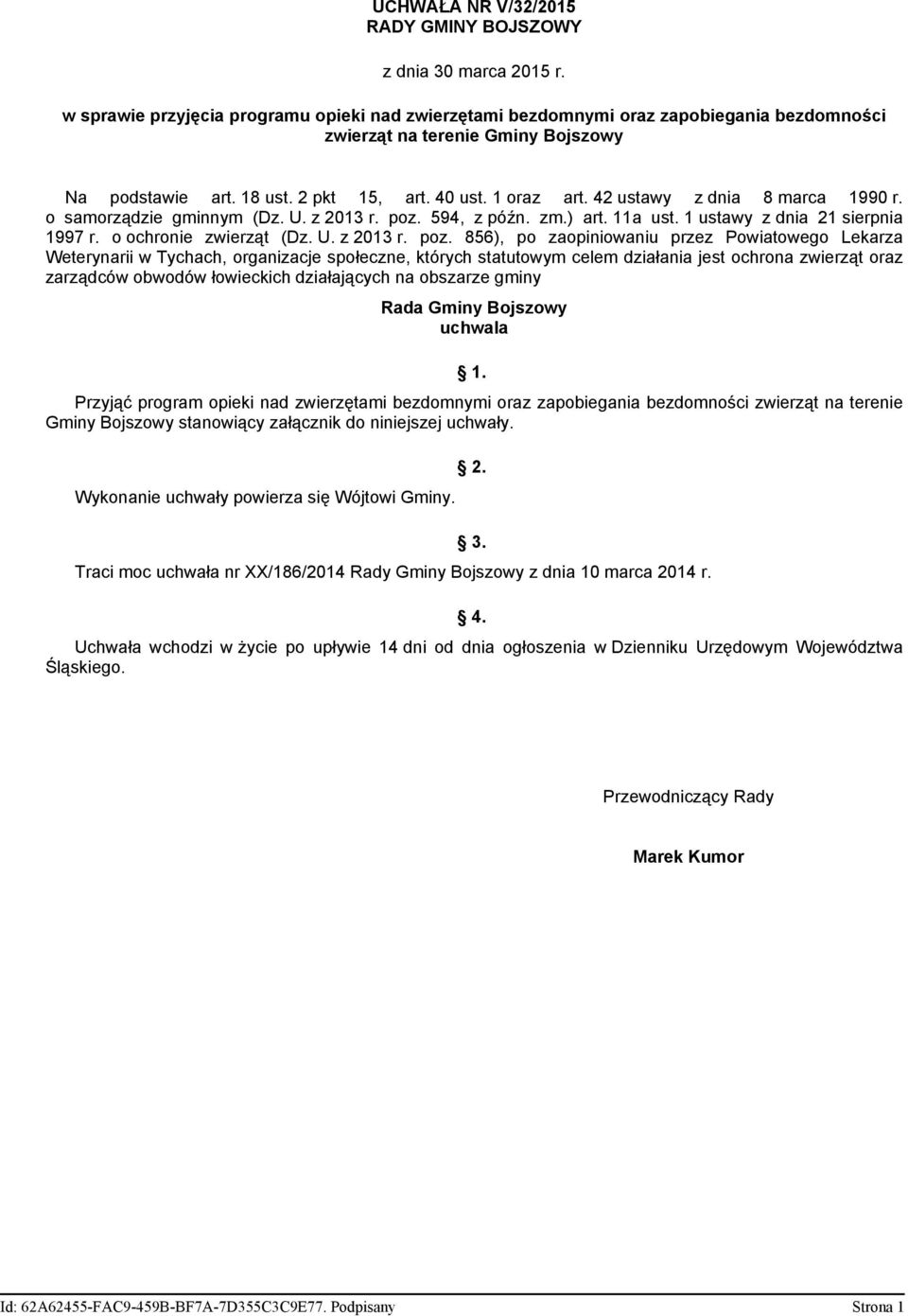 42 ustawy z dnia 8 marca 1990 r. o samorządzie gminnym (Dz. U. z 2013 r. poz.