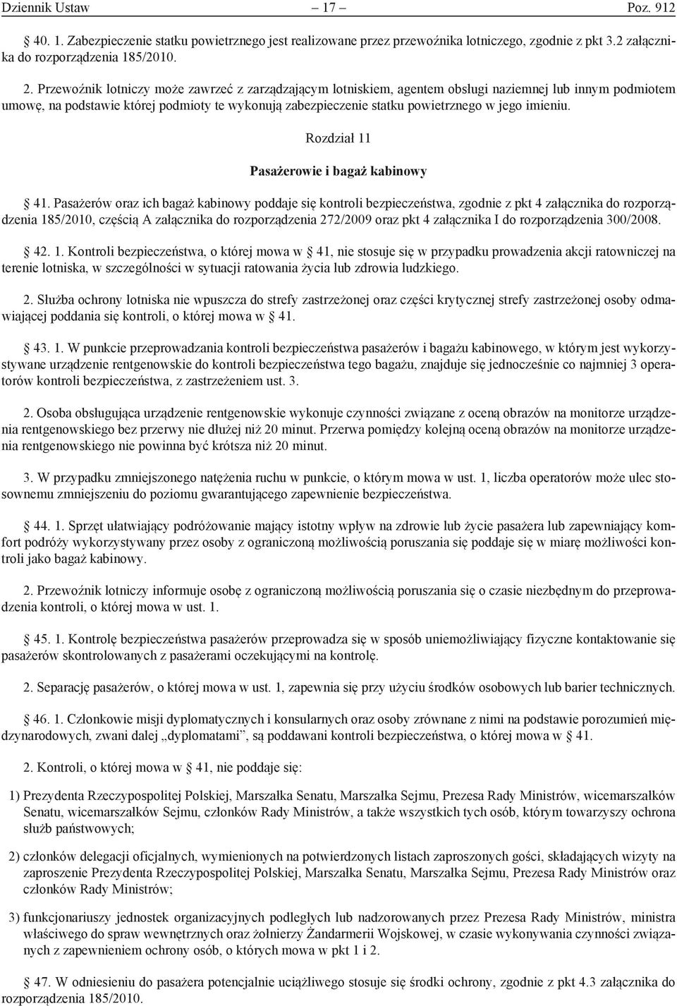 imieniu. Rozdział 11 Pasażerowie i bagaż kabinowy 41.